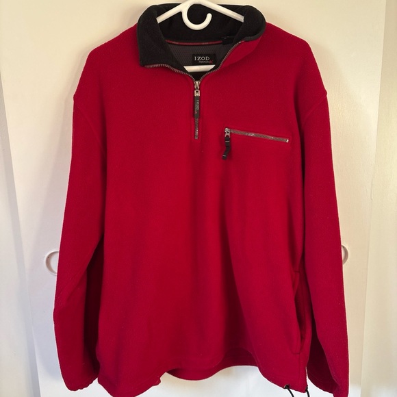 Izod Men's Red quarter Zip-Up Sweater - Picture 1 of 10